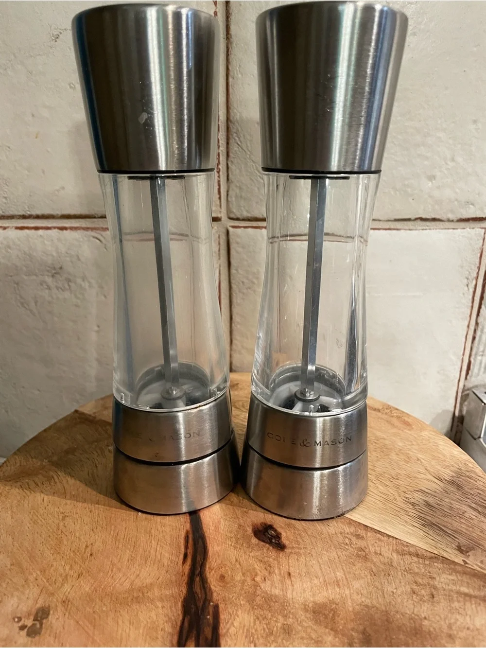 Stainless Steel and Clear Acrylic Salt & Pepper Mills - Set of 2